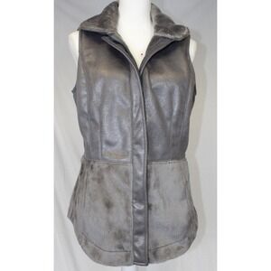 EP Pro Gray‎ Faux Shearling Vest Plush Lined Zip Front Cozy Winter Layer